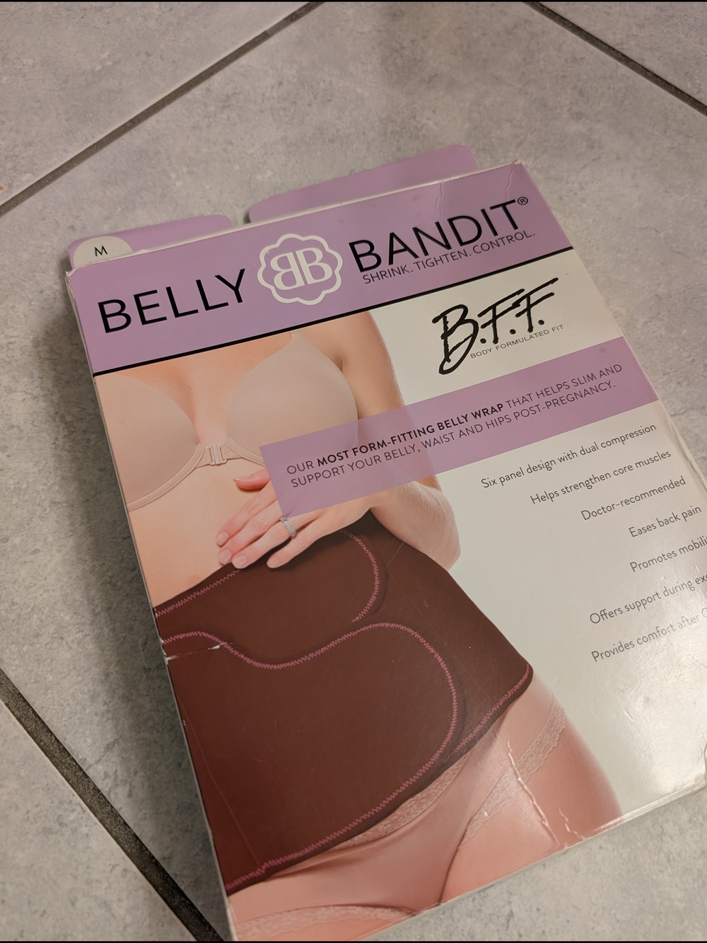 Belly Bandit B.F.F. Postpartum Belly Wrap - White with Pink Stitching - UNUSED!
